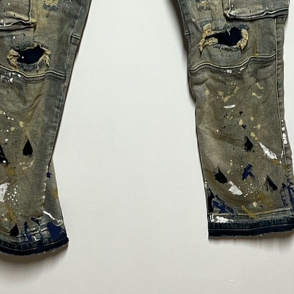 NWT Limited Edition First Row Mens Multi Cargo Slim Straight Jeans Sz 40 - Picture 11 of 12